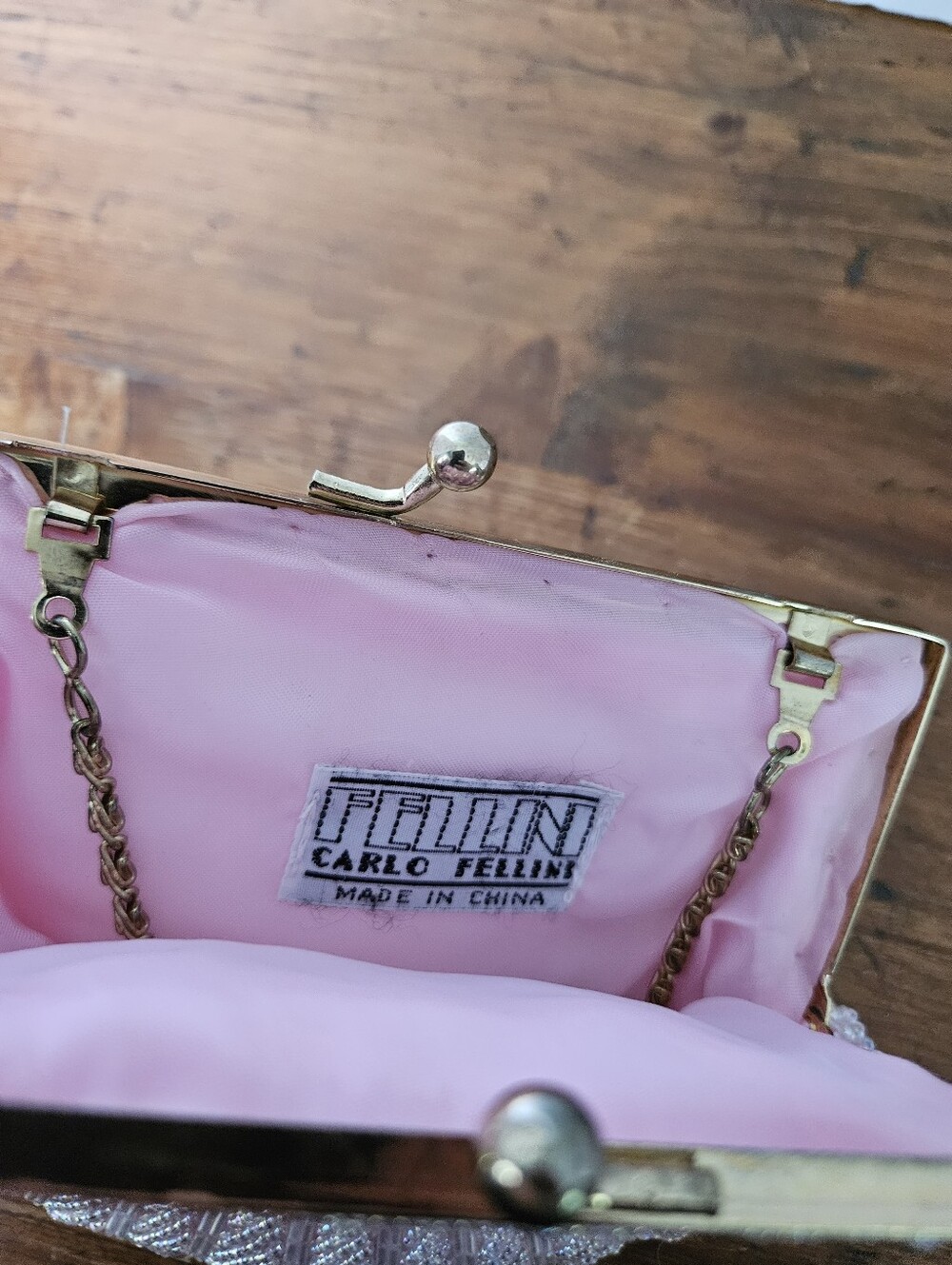 Vintage Beaded Pink Seashell Purse Evening Bag Carlo Fellini Evening Bag Clutch - Picture 10 of 13